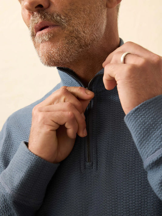 Textured Knit 1/4 Zip | Breaker Blue
