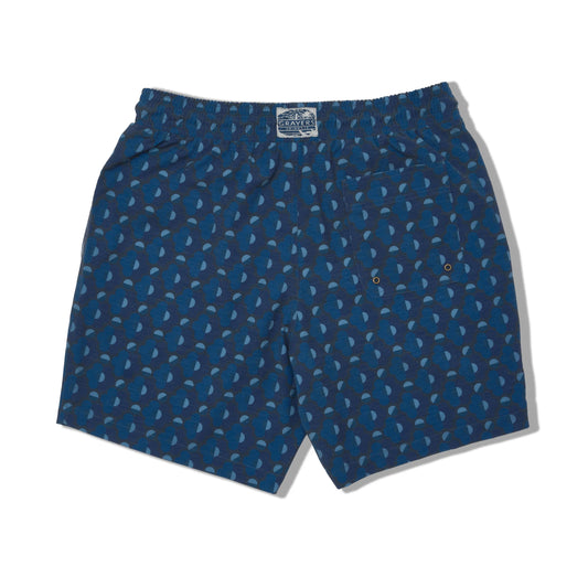 Cotton Stretch Swim Trunk | Geo Blue Navy