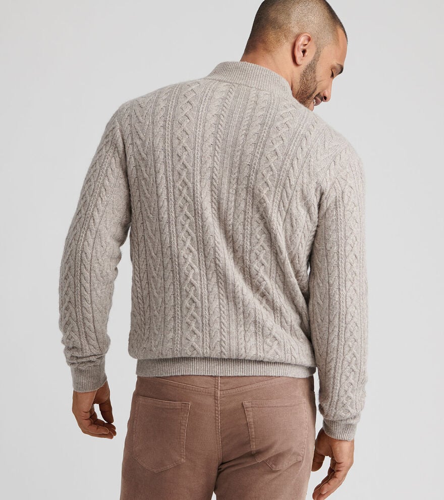 Crescent Ridge Cable 1/4 Zip | Light Elm