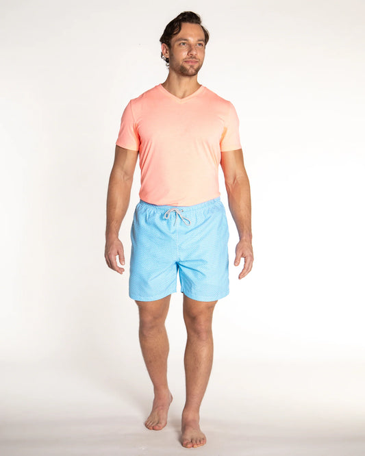 Cyclist Liner Swim Trunk | Wave Print Turquoise