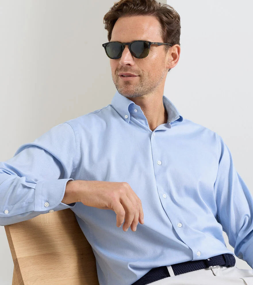 Campbell Perfect Pinpoint Cotton-Stretch Sport Shirt | Cottage Blue