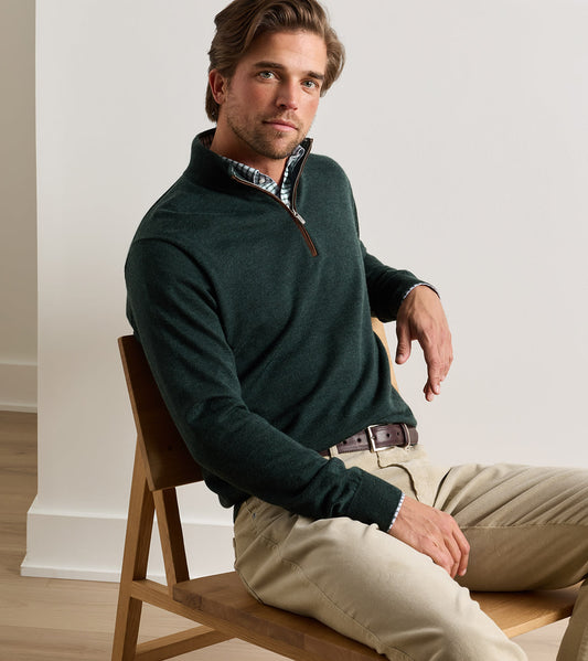 Autumn Crest Suede Trim 1/4 Zip | Pine Brook