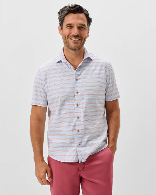 Leander Hangin’ Out Short Sleeve Button Down | Gulf Blue