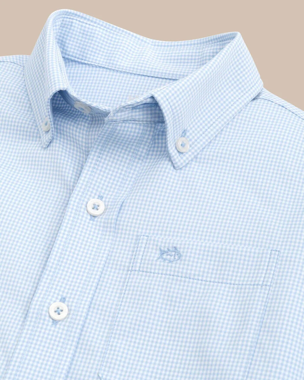 Boys Mini Gingham Sportshirt | Tide Blue