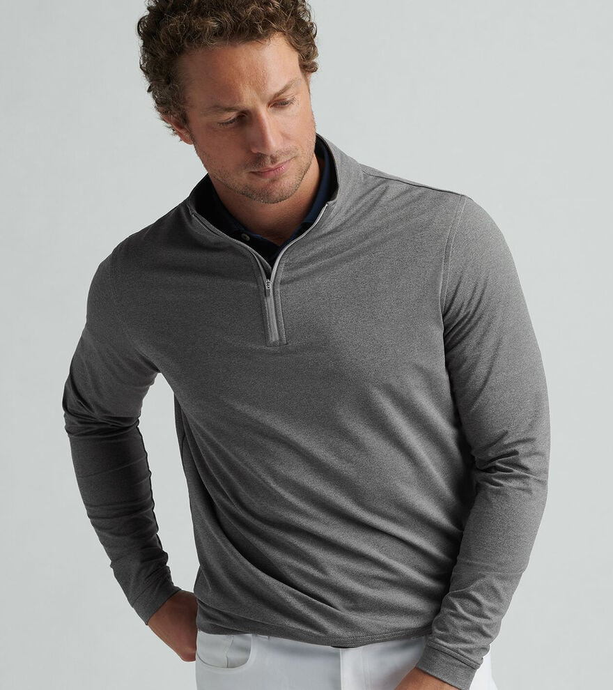Perth Melange Perf 1/4 Zip | Smoke