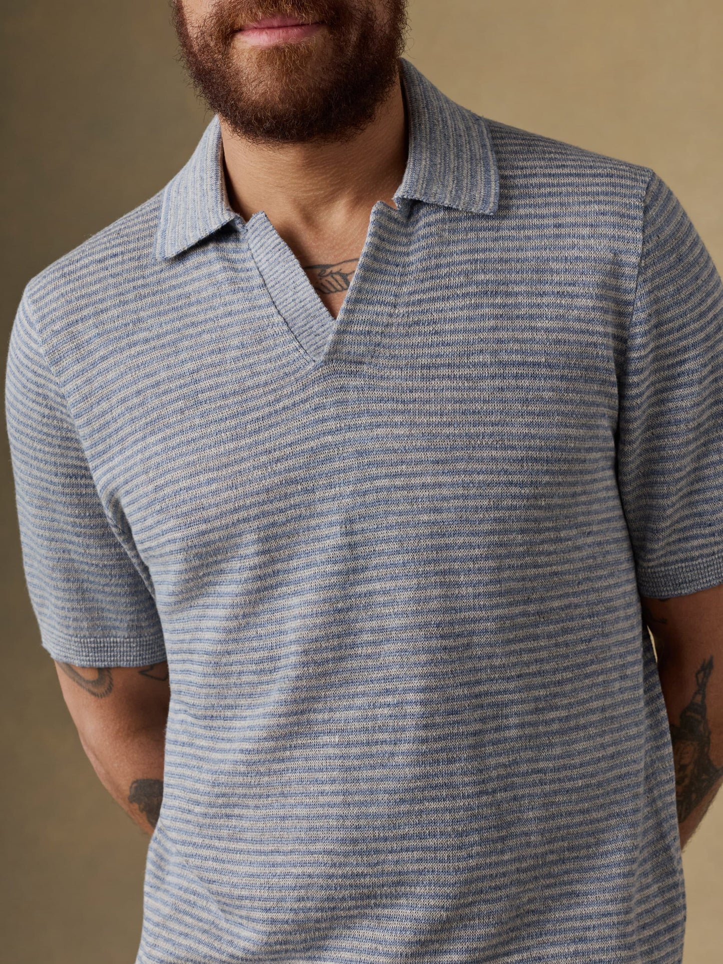 Linen Sweater Polo | Shore Rock Stripe