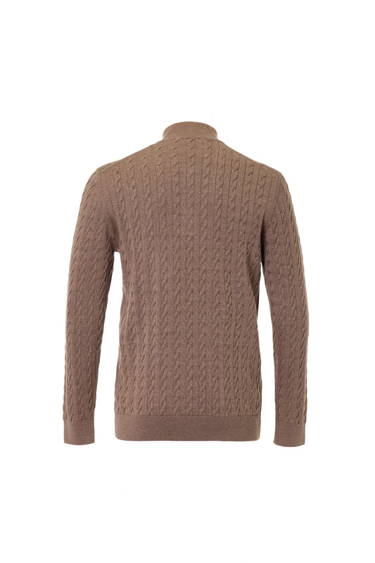Cable Quarter Button Sweater | Mink