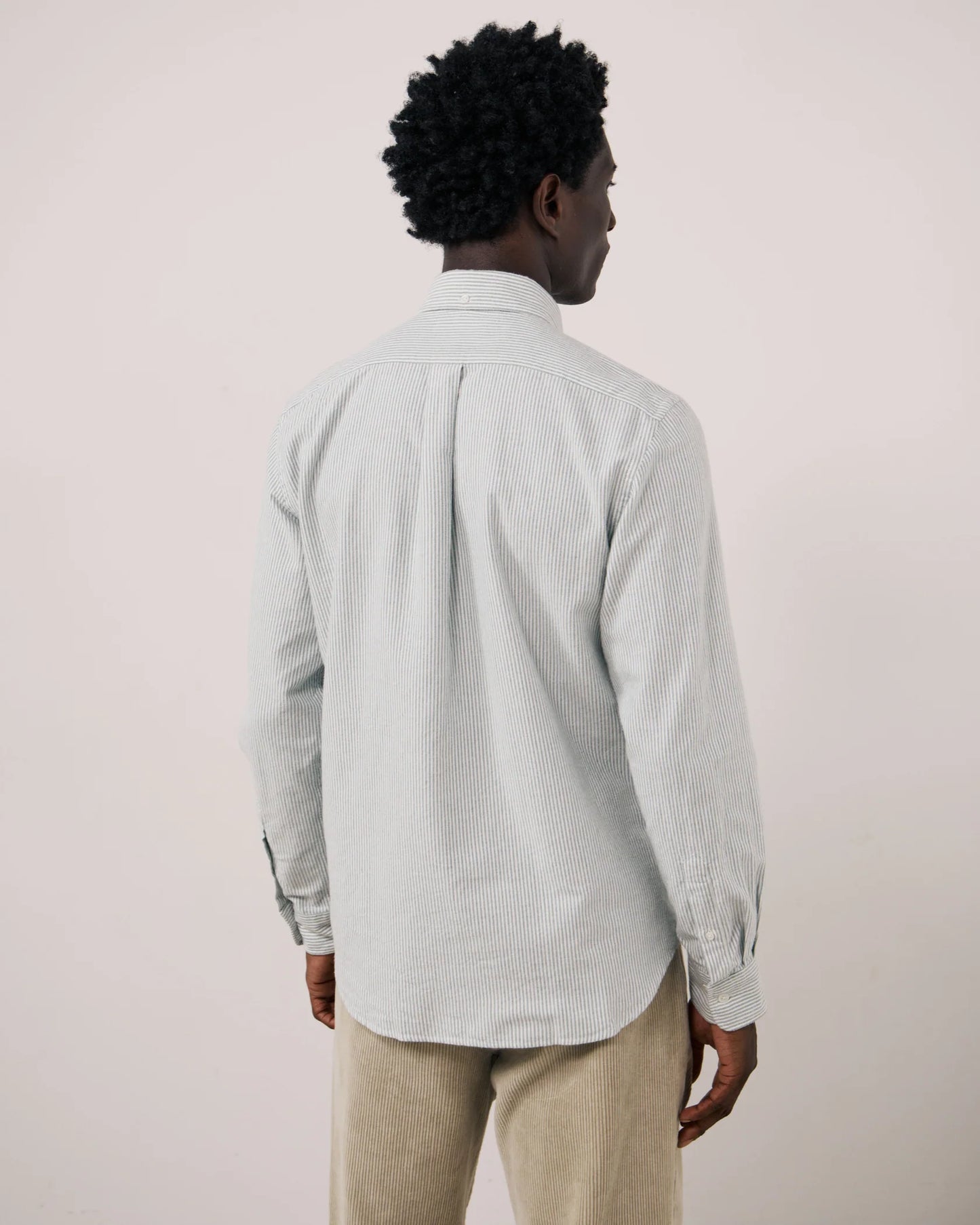 Pitt Brushed Oxford Shirt | Green Stripe