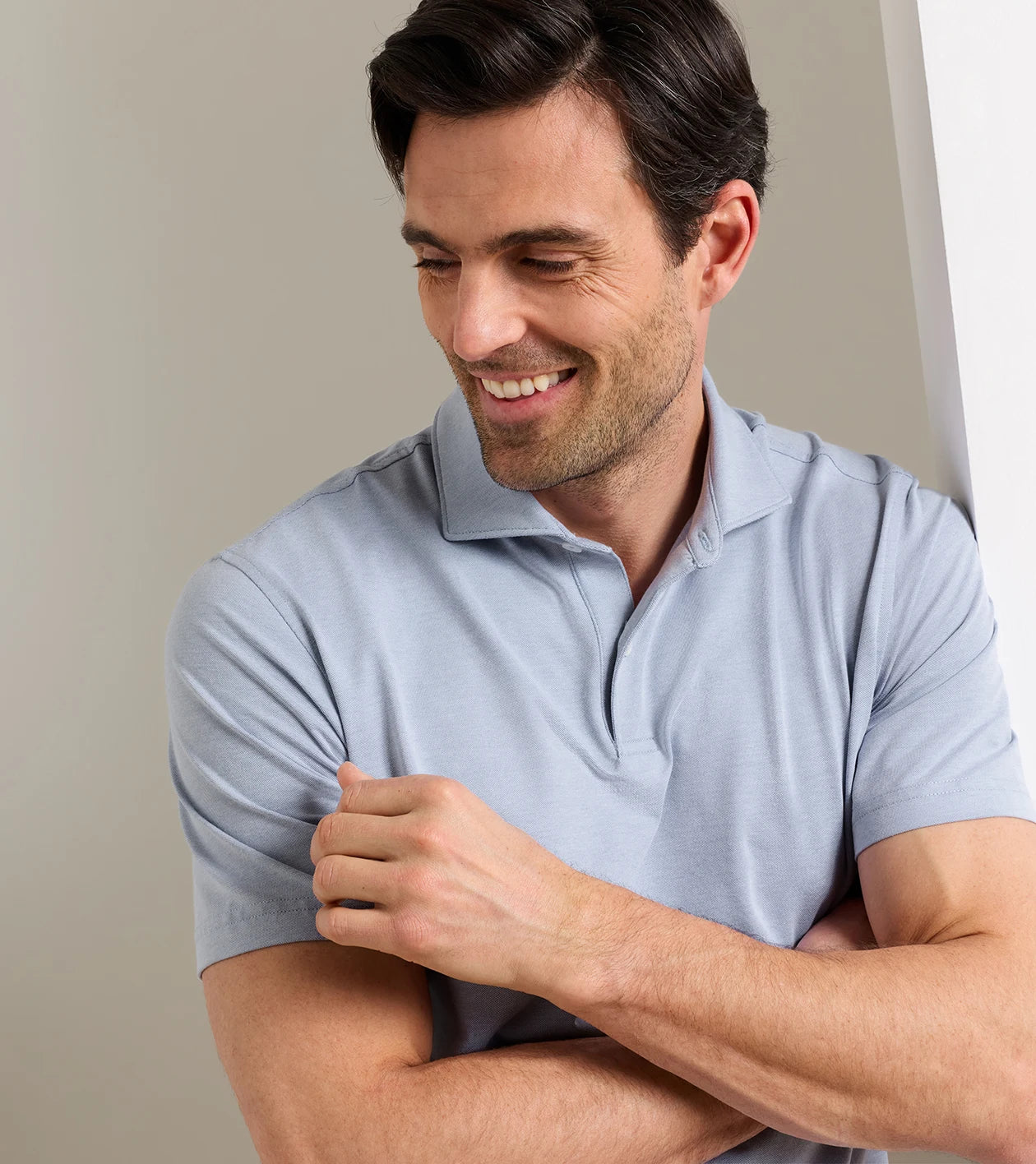 Albatross Cotton-Blend Pique Polo | Windy Blue