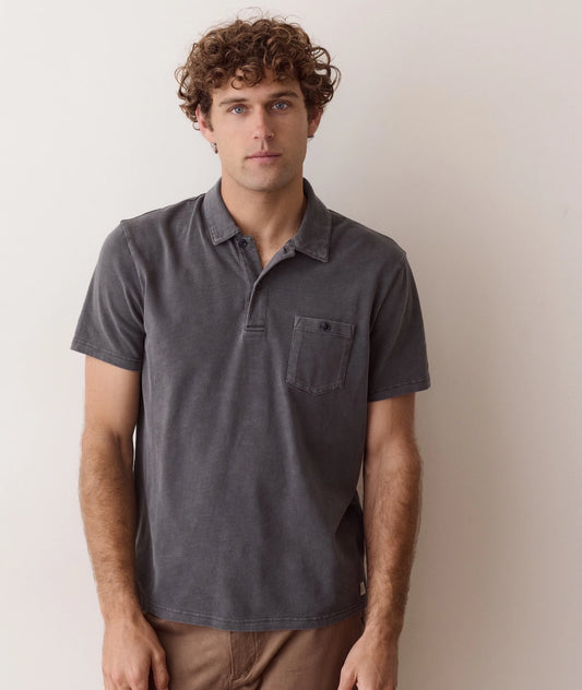 Luxe Slub Pocket Polo | Asphalt
