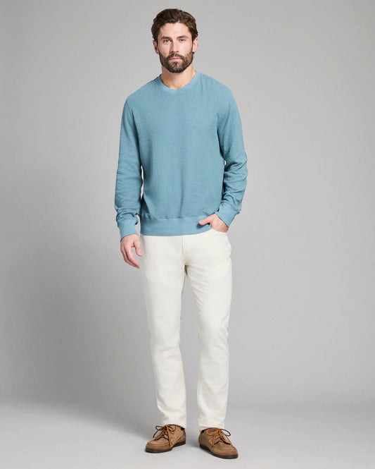 Crinkle Rib Crew | Steel Blue