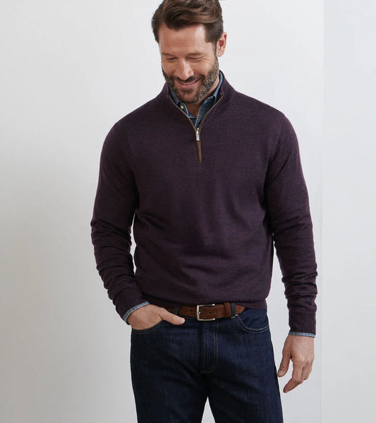 Autumn Crest Suede Trim 1/4 Zip | Midnight Grape