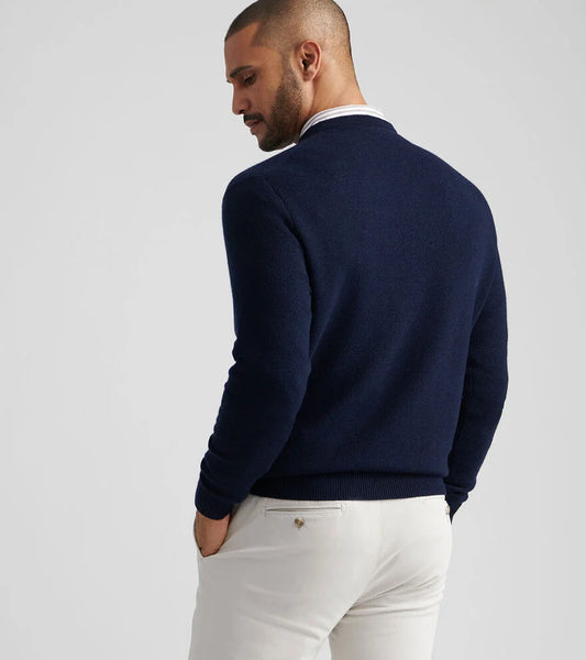 Autumn Crest Honeycomb Crewneck Sweater | Navy
