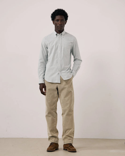 Pitt Brushed Oxford Shirt | Green Stripe