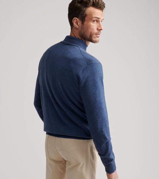 Autumn Crest Suede Trim 1/4 Zip | Blue Haze
