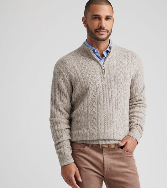 Crescent Ridge Cable 1/4 Zip | Light Elm