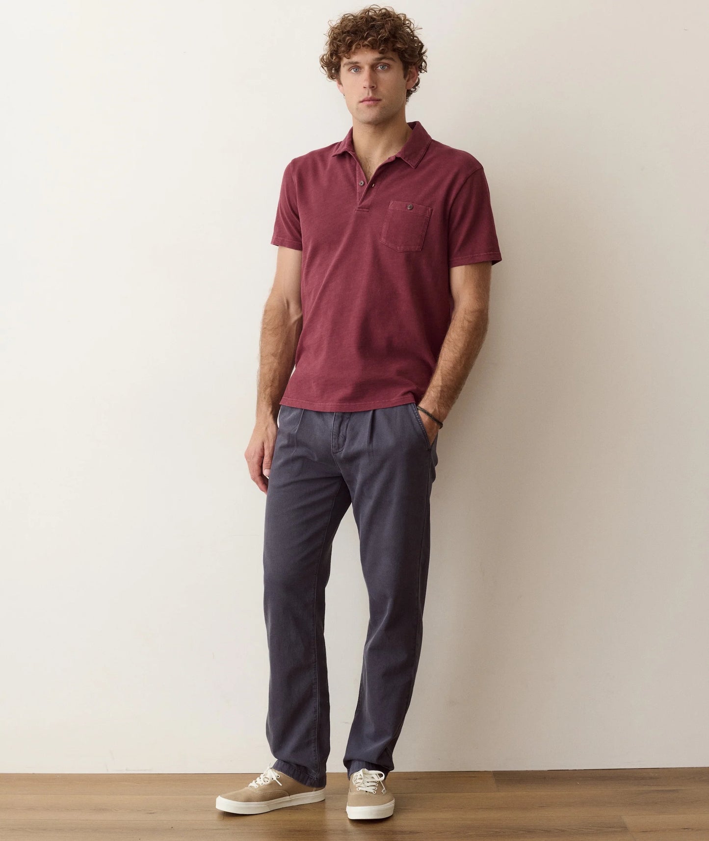 Luxe Slub Pocket Polo | Cabernet