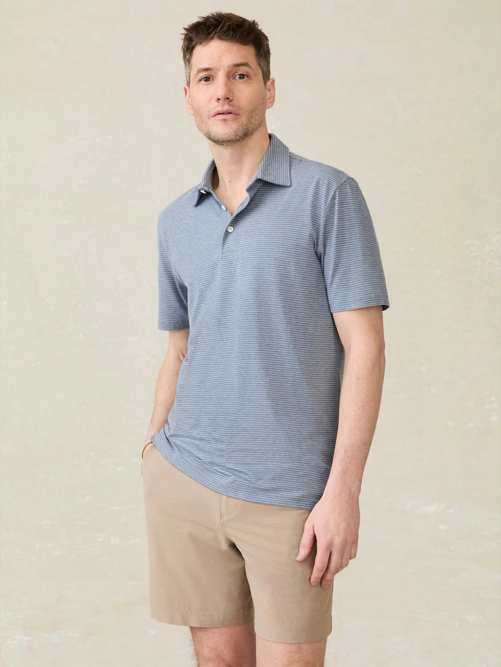 SS Movement Polo | Azure Beach Stripe