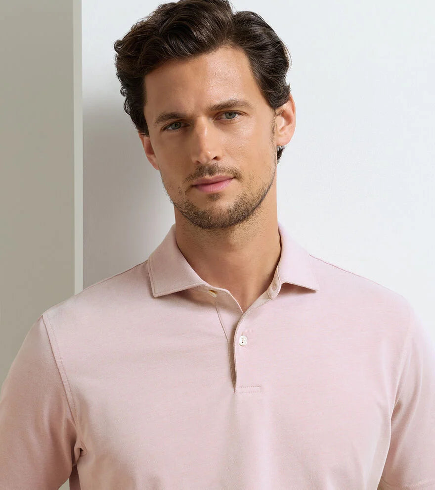 Albatross Cotton-Blend Pique Polo | Faded Scarlett