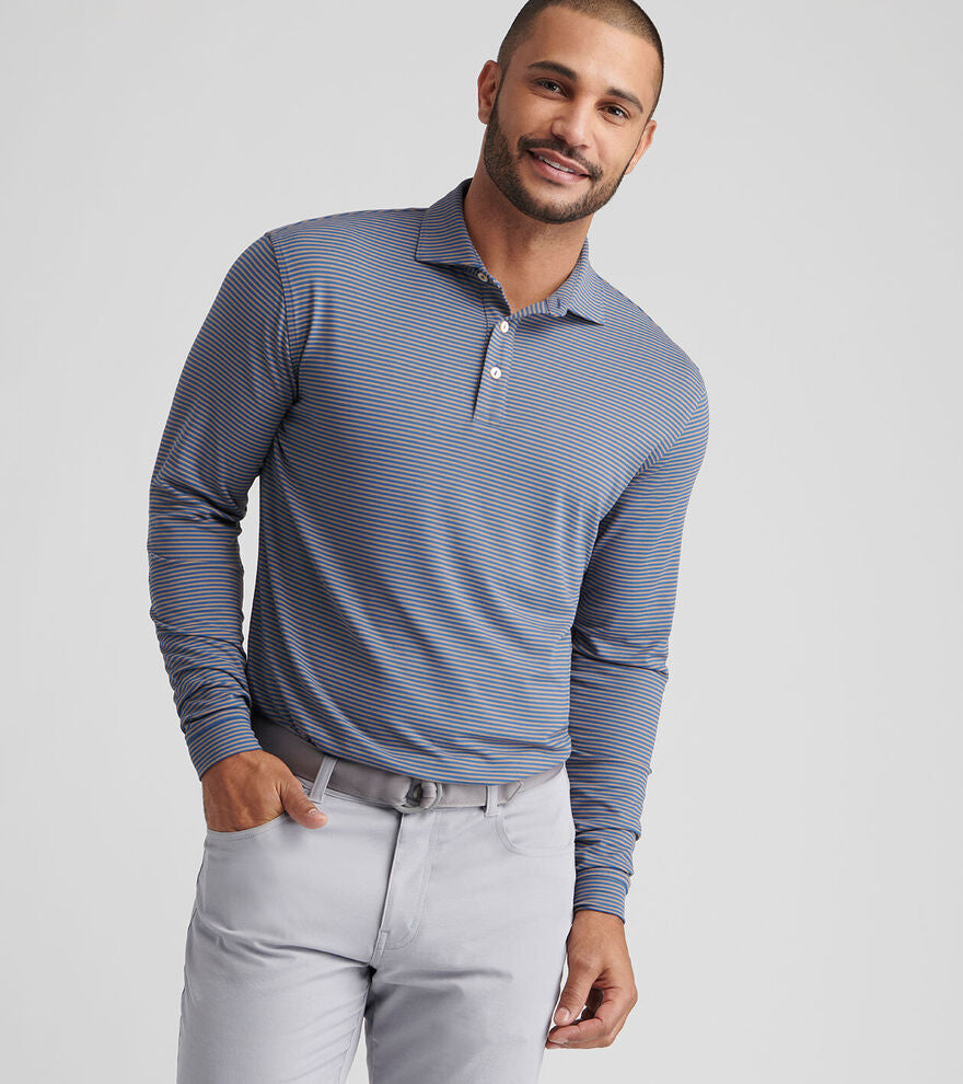 Lyons Perf Long-Sleeve Polo | Blue Haze