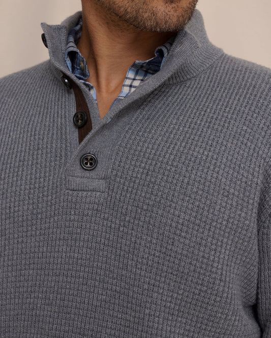 Bass Creek 1/4 Button Sweater | Heather Anchor Grey