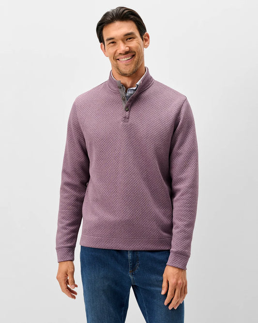 Rockwells Diamond-Quilted Henley Pullover | Fig