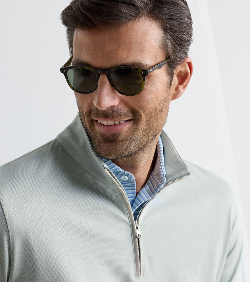 Albatross Cotton-Blend Pique 1/4 Zip | Light Willow