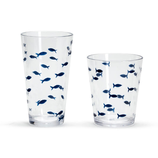 Blue Fish Acrylic Tall Glass