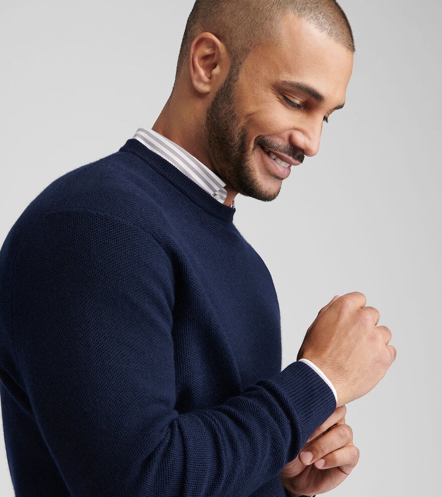 Autumn Crest Honeycomb Crewneck Sweater | Navy