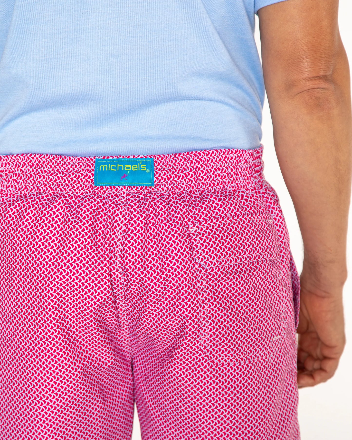 Coral Wave Print Cyclist Liner Swim Trunk