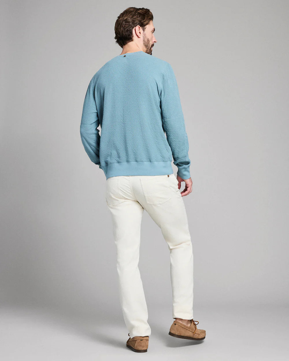 Crinkle Rib Crew | Steel Blue