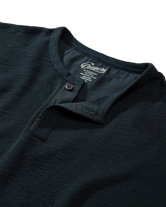 Clint Waffle SS Henley | Dark Navy