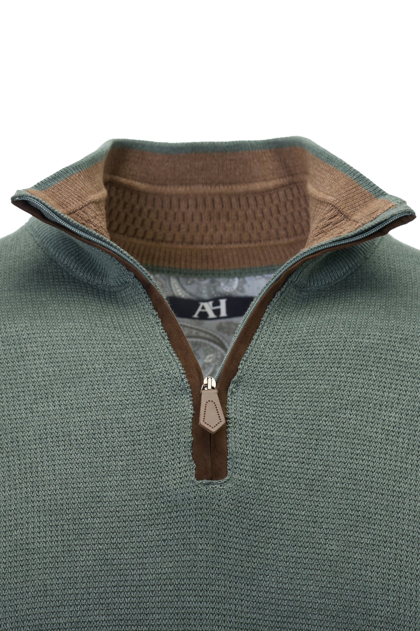 Alcantara Trim 1/4 Zip | Khaki