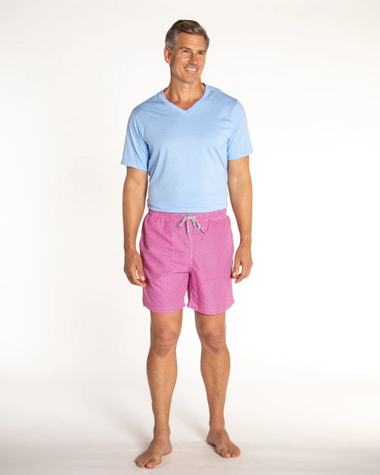 Coral Wave Print Cyclist Liner Swim Trunk