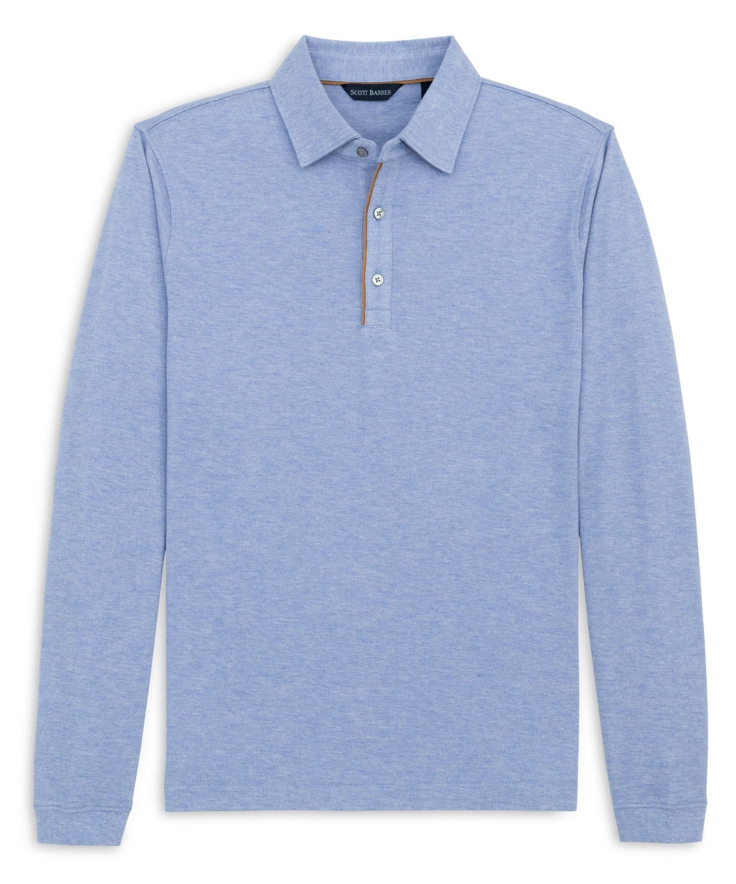 Cotton/Wool Pique Polo | Sky Heather