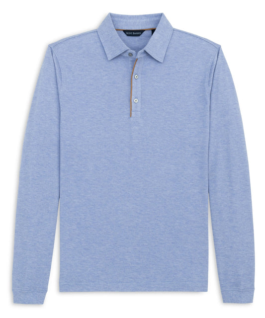 Cotton/Wool Pique Polo | Sky Heather