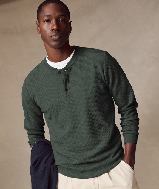 Waffle Henley | Deep Forest Heather