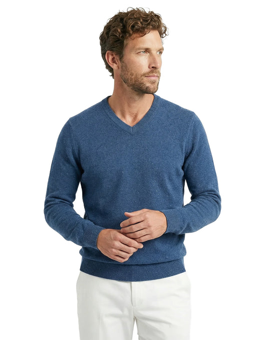 12GG Cashmere Donegal Vee Sweater | Ocean