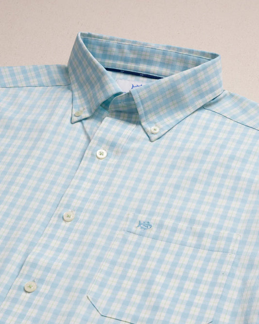 Precheck Plaid Coastal Breeze Sport Shirt | Tropical Breeze Blue