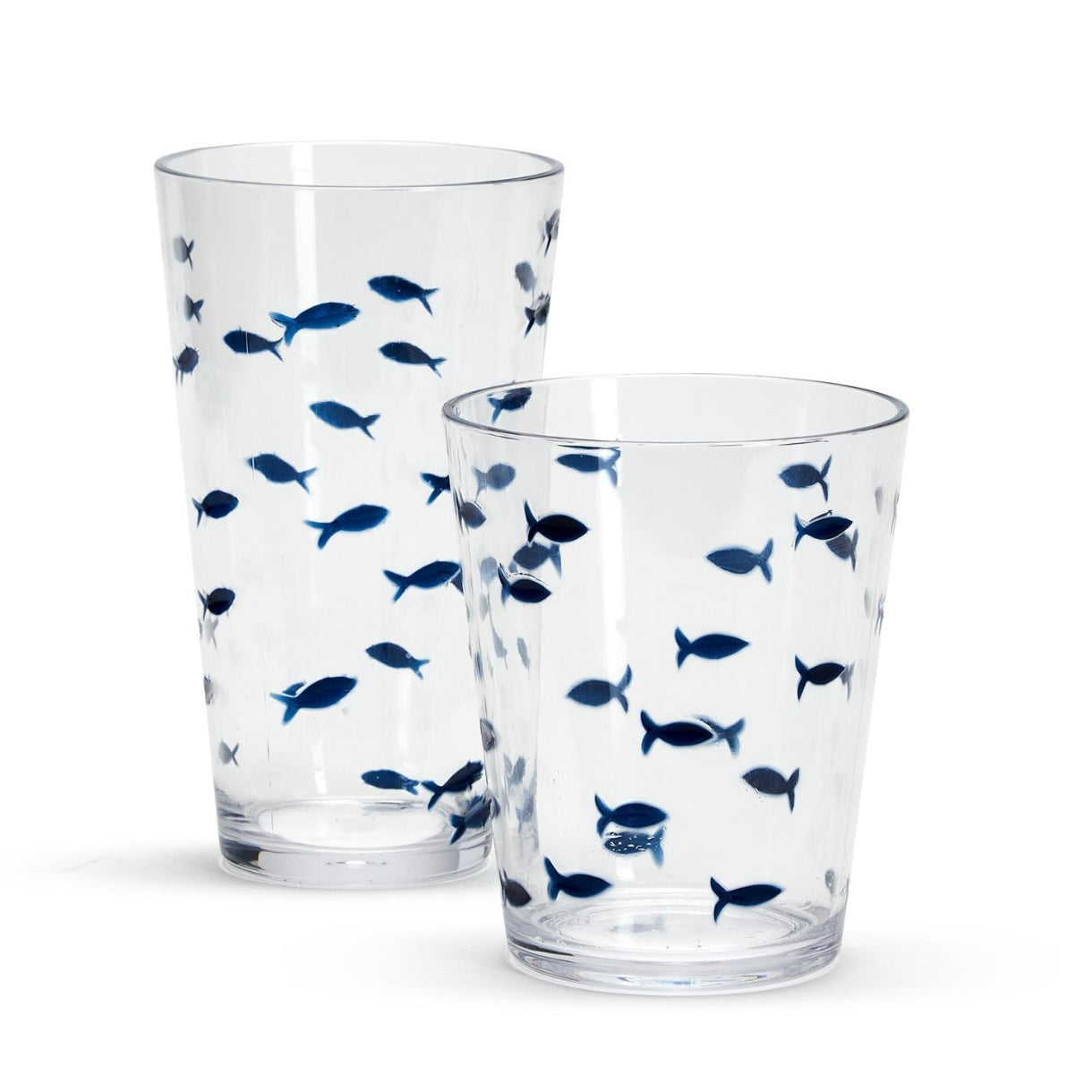 Blue Fish Acrylic Short Glass