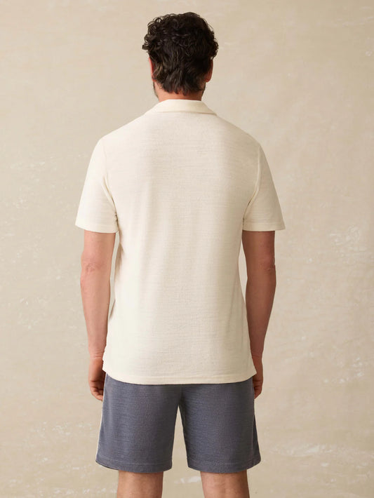 Cabana Towel Terry Surf Stripe Polo | Vintage White