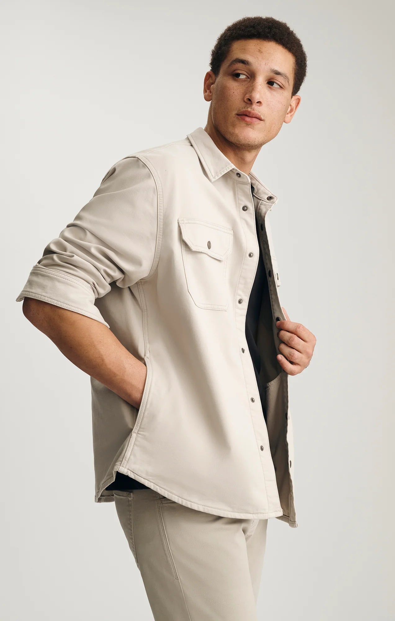 Asher Denim Overshirt | Beige