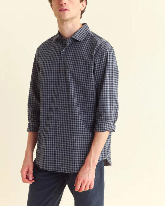 Plaid Check Hutcheson Sport Shirt | Navy/Grey