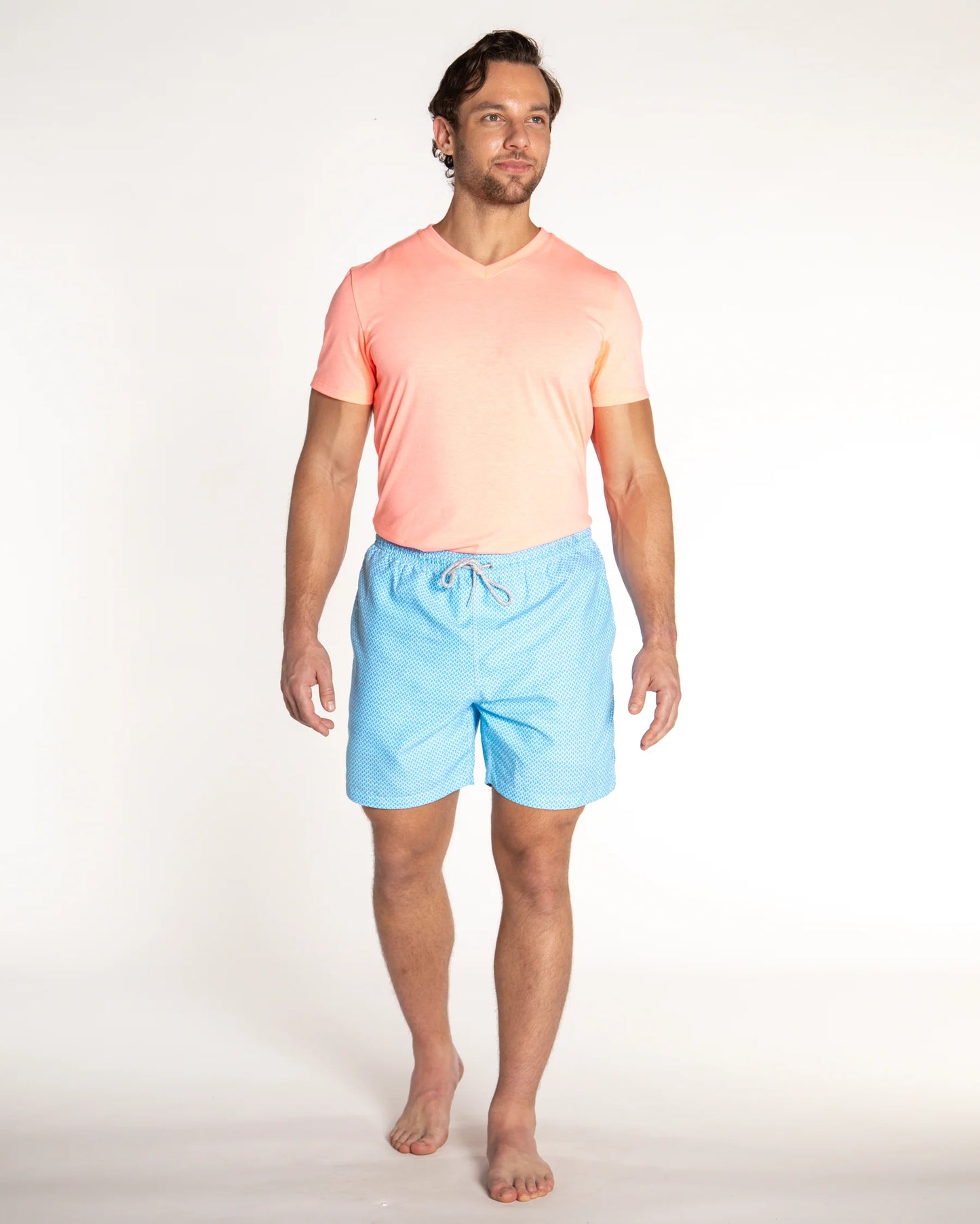 Cyclist Liner Swim Trunk | Wave Print Turquoise