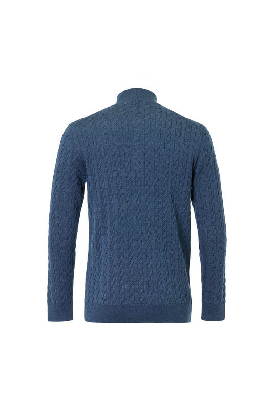 Cable Quarter Button Sweater | Indigo