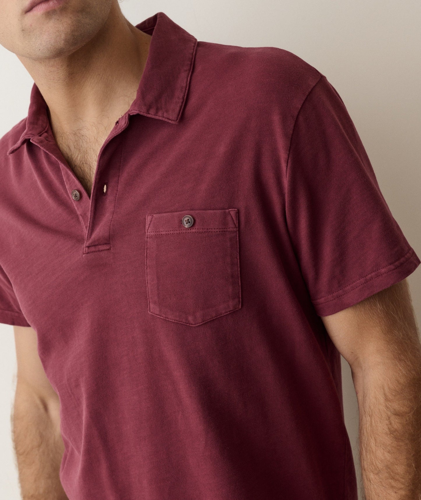 Luxe Slub Pocket Polo | Cabernet