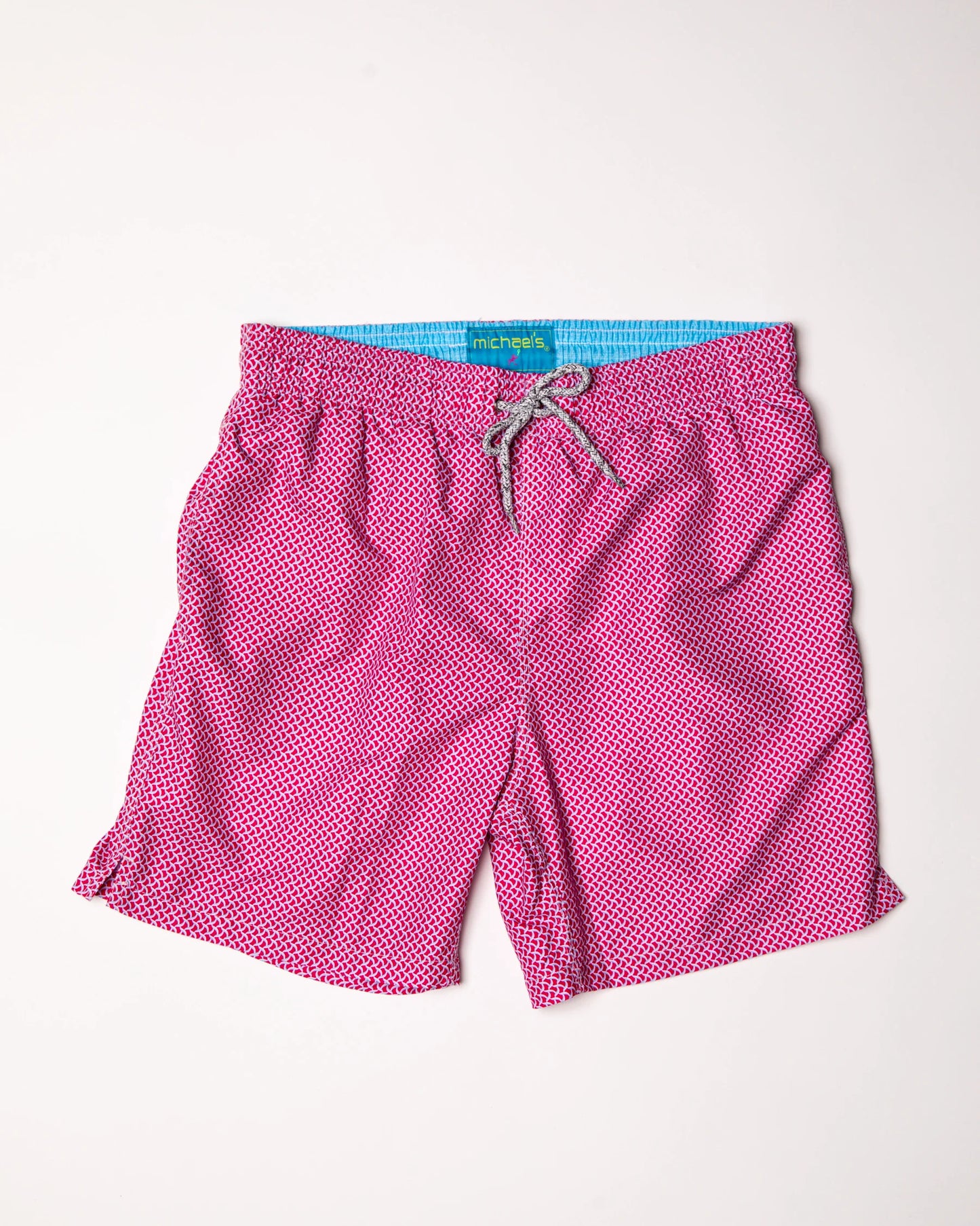 Coral Wave Print Cyclist Liner Swim Trunk