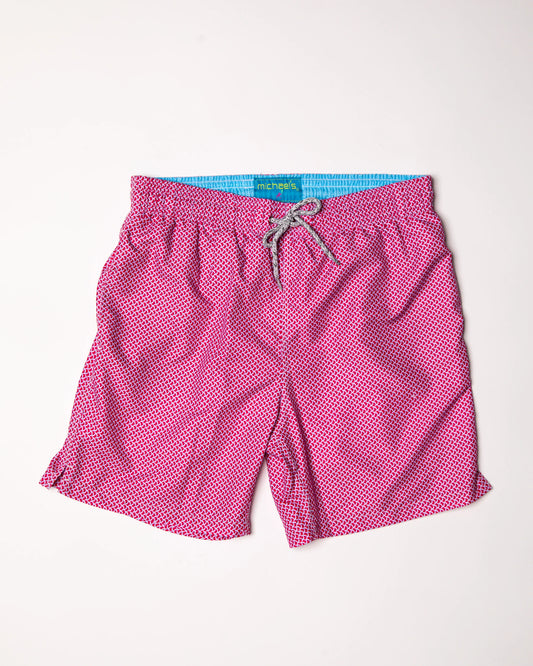 Coral Wave Print Cyclist Liner Swim Trunk