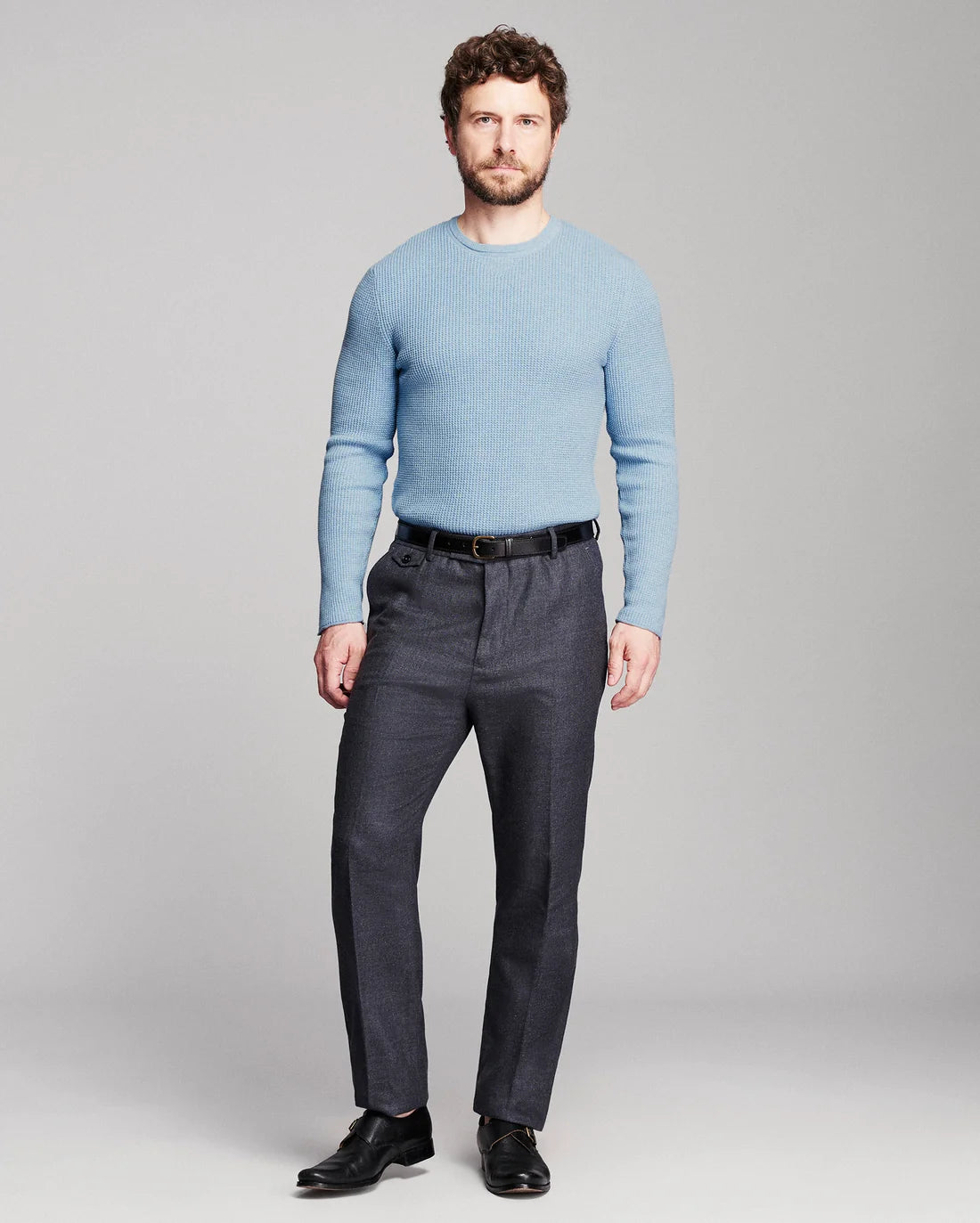 Martin Mini Waffle Crew | Chambray Blue Heather