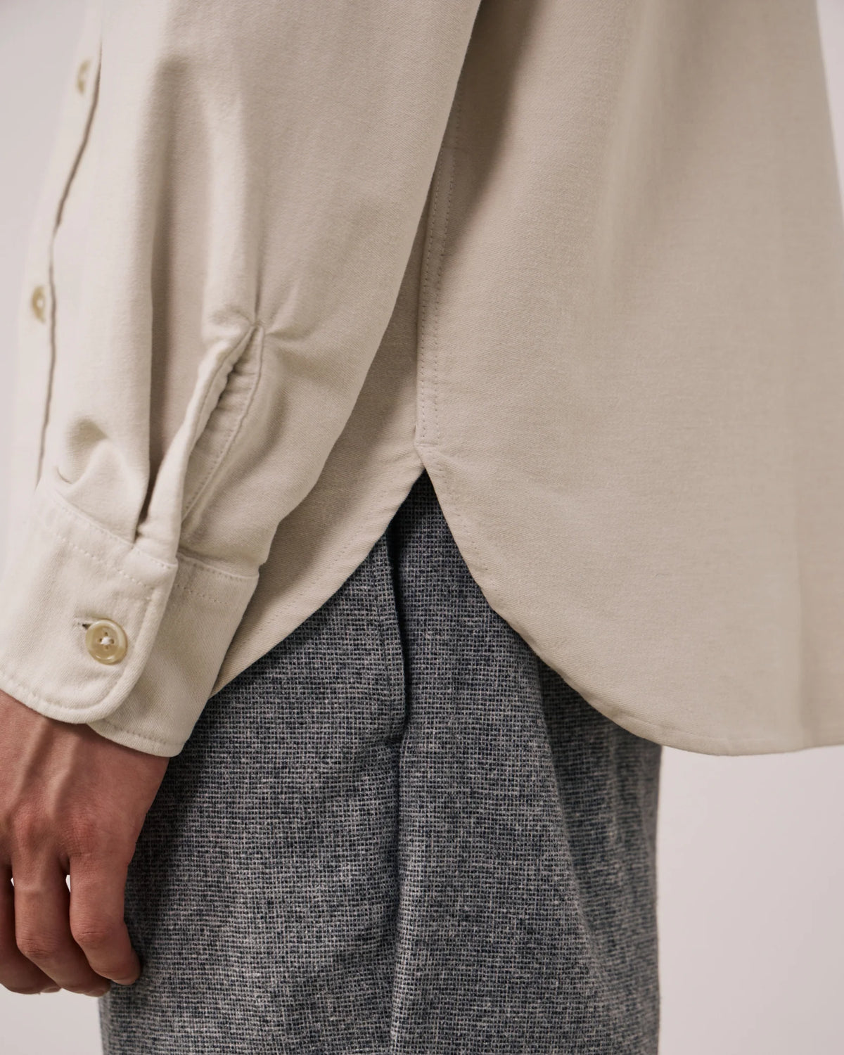 Paco Ecru Cotton Flannel Shirt | Stone